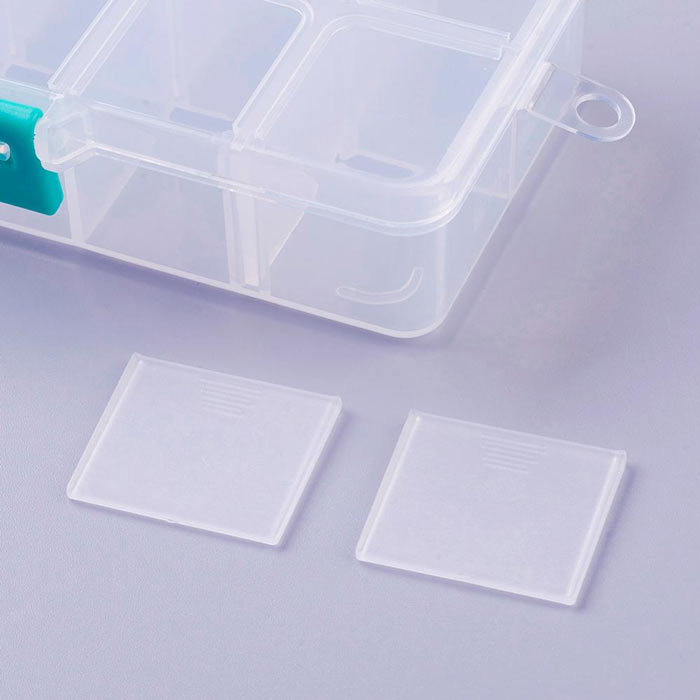 Organizer box for beads, pills etc., plastic, 10 adjustable compartments 13.5x7x3cm, 1pc