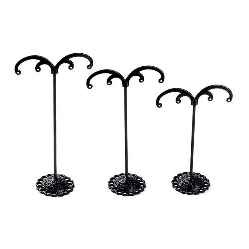 3 small and elegant jewelry stands, black