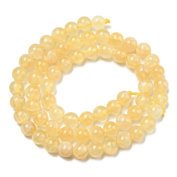 Honey Calcite, pastel yellow, round bead, 6 mm, 10 pcs