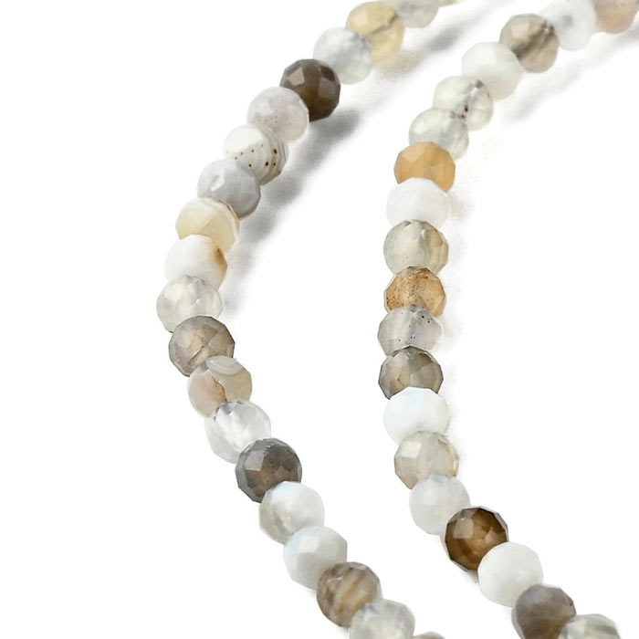 Natural Botswana agate, whole strand, round faceted, 2 mm, approx. 197 pieces