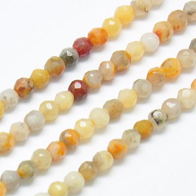 Agate, mix natural yellow and brown colors, entire strand, faceted round, 2mm. 170pcs.