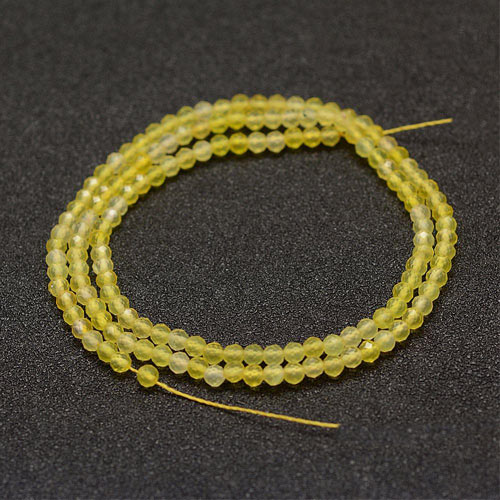 Agate beads, yellow, entire strand, faceted round, 3mm. ca. 144pcs