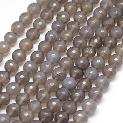 Grey agate, soft facetted bead, 10mm, 6 pcs.