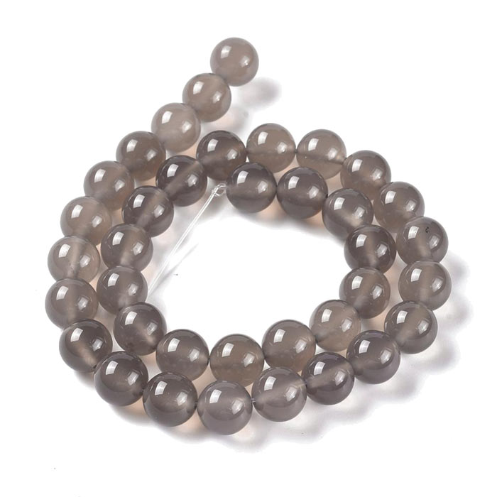 Grey agate, round bead, 10mm, 6 pcs