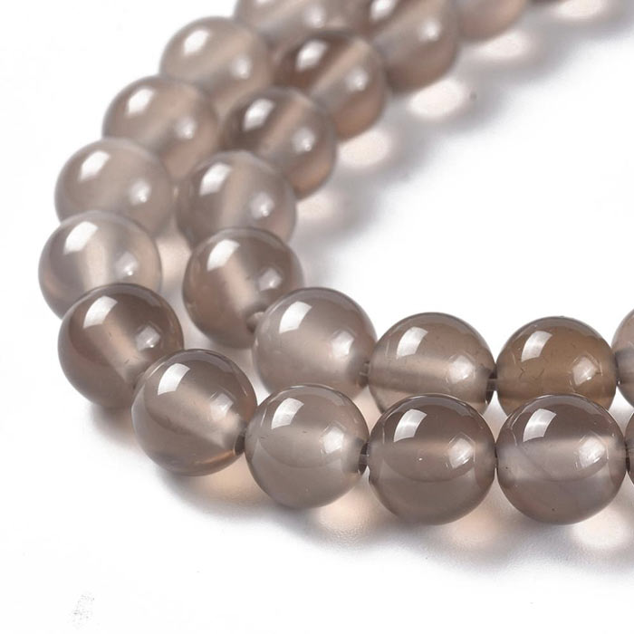 Grey agate, round bead, 6mm, 10pcs.