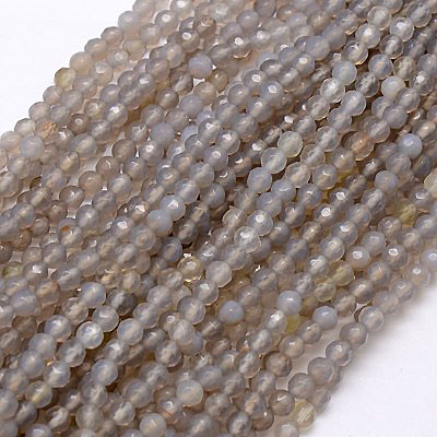 Grey Agate, round bead, facetted, diameter 4 mm, 10pcs