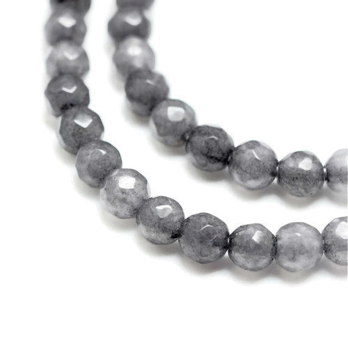 Dyed grey agate, full strand, faceted round bead, 3mm, 130 pcs.