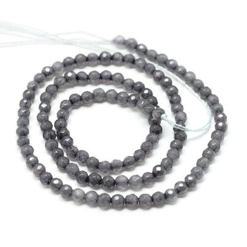 Dyed grey agate, full strand, faceted round bead, 3mm, 130 pcs.