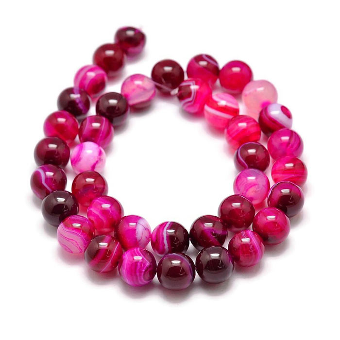Dyed banded agate, purple, entire strand, round, 12mm, 33pcs.