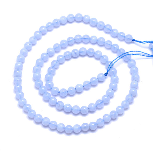 Natural blue lace agate, entire strand, light blue, round, A-grade, 4mm. 95pcs.