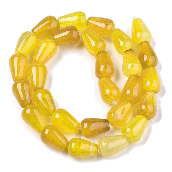 Cracked agate, yellow shades, drop, 14x9.5mm, 4pcs