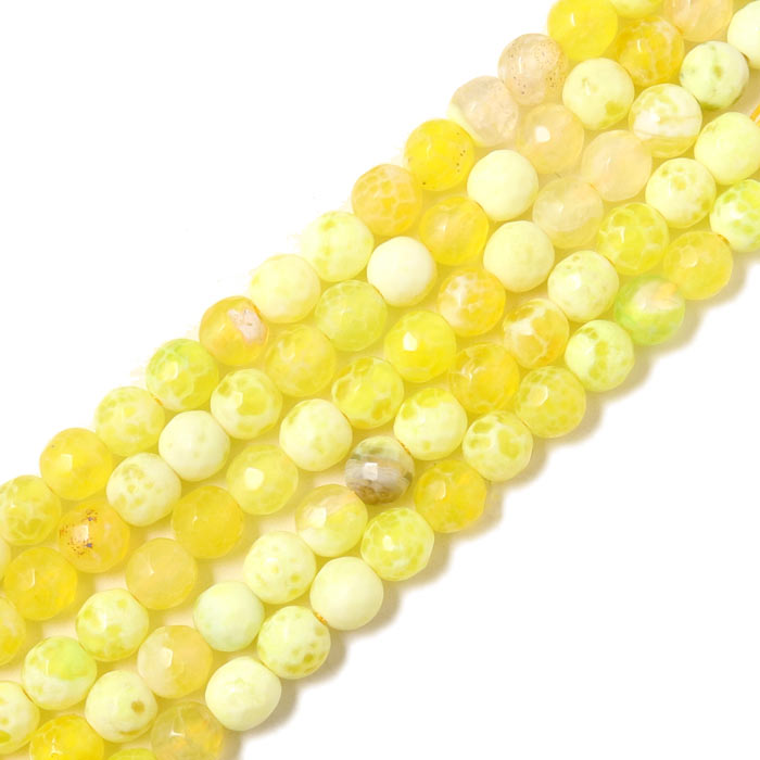 Cracked light yellow agate, dyed, faceted, 6mm, 10pcs.