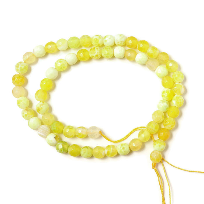 Cracked light yellow agate, dyed, faceted, 6mm, 10pcs.