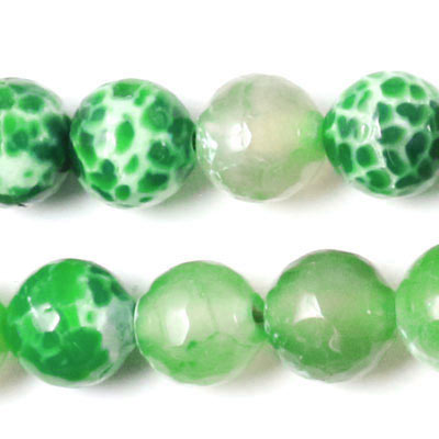 Cracked grass green agate, full strand, faceted, 6mm, 62pcs.