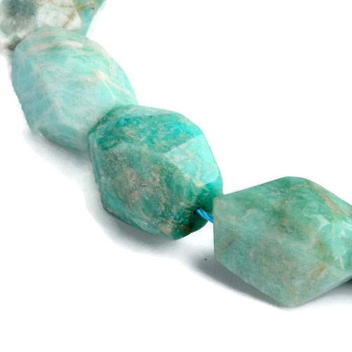 Amazonite, strand, Amazonite, faceted nugget bead, 20x15x12mm, ca. 19pcs