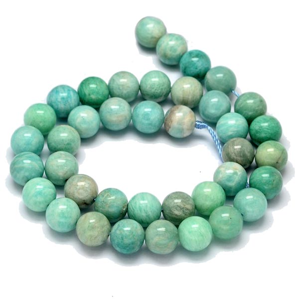 Amazonite, whole strand, turquoise green, round, 10mm, 38pcs.