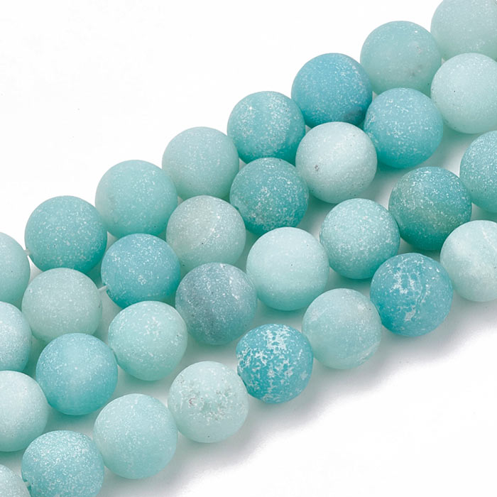 Amazonite, matte, light turquoise green color, round bead, 8mm, 6pcs