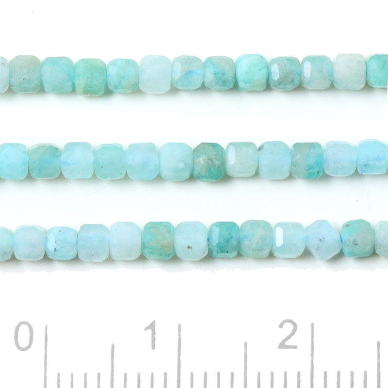 Amazonite, full strand, turquoise, cubic bead, faceted, 2.5x2.5 mm, appx. 160 pcs