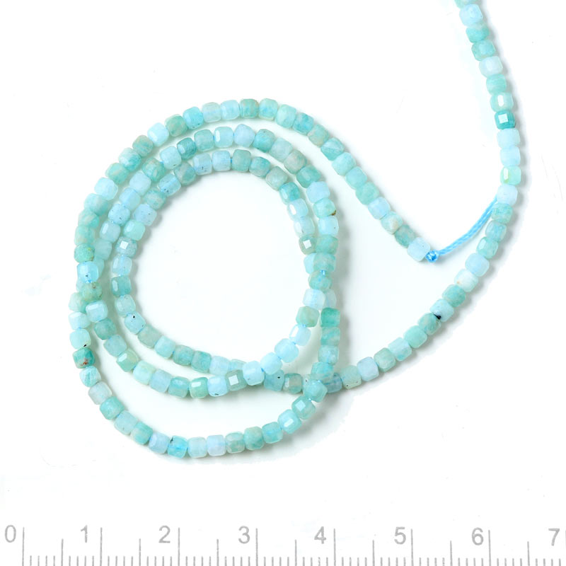 Amazonite, full strand, turquoise, cubic bead, faceted, 2.5x2.5 mm, appx. 160 pcs