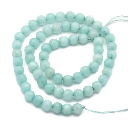 Amazonite, whole strand, turquoise, faceted, round, 6mm, A-grade, about 62pcs