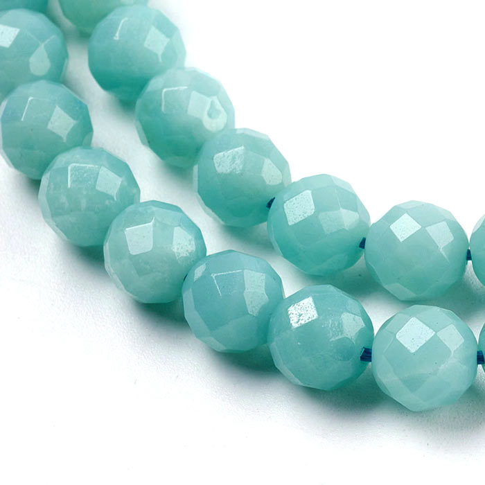 Amazonite, turquoise bead, faceted, round, 6mm, A-grade, 6pcs