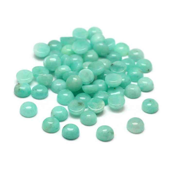 cabochon, Amazonite, turquoise-green, round, 6x3mm, 2pcs