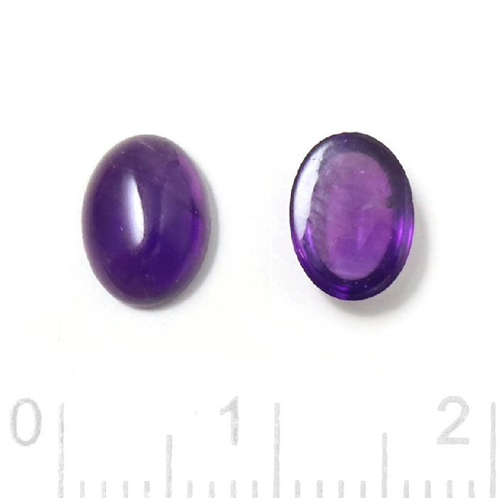 Amethyst cabochon, oval, flat back, purple, round, 8x6mm, 2pcs.