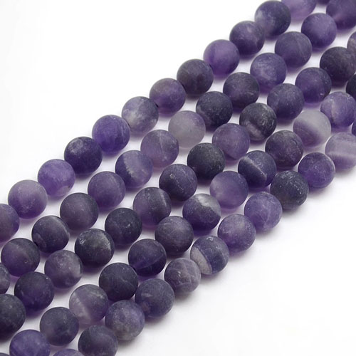 Amethyst, entire strand of beads, round, purple, matte, 8mm, 48pcs.