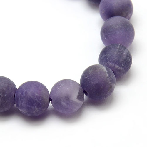 Amethyst, round beads, matte, purple, 8mm, 6pcs.