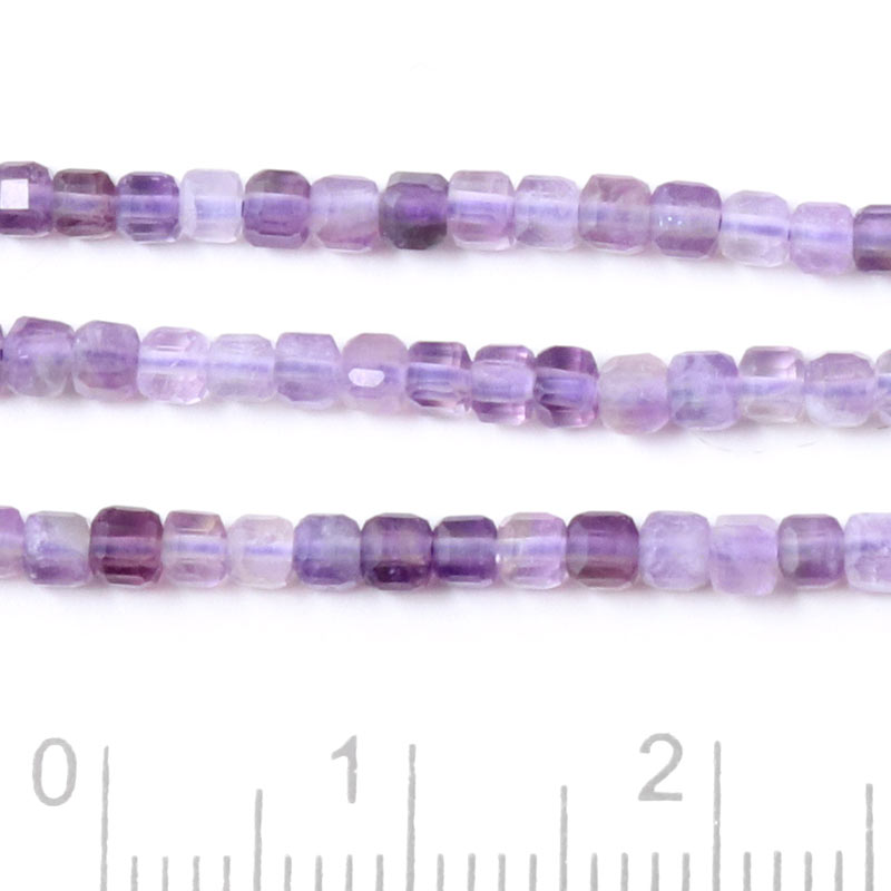 Amethyst, light purple, cubic faceted bead, 2x2x2 mm, 20 pcs.