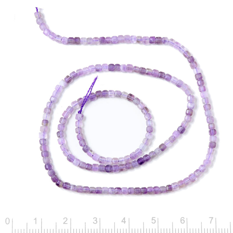 Amethyst, light purple, cubic faceted bead, 2x2x2 mm, 20 pcs.