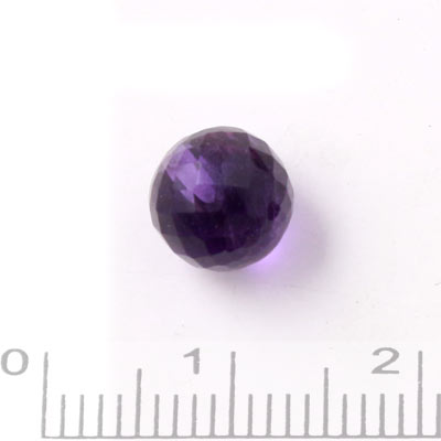 Amethyst, half-drilled, closely faceted, 8mm, 1pc.