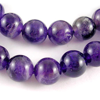 Amethyst, round bead, purple, 8mm, 6pcs.