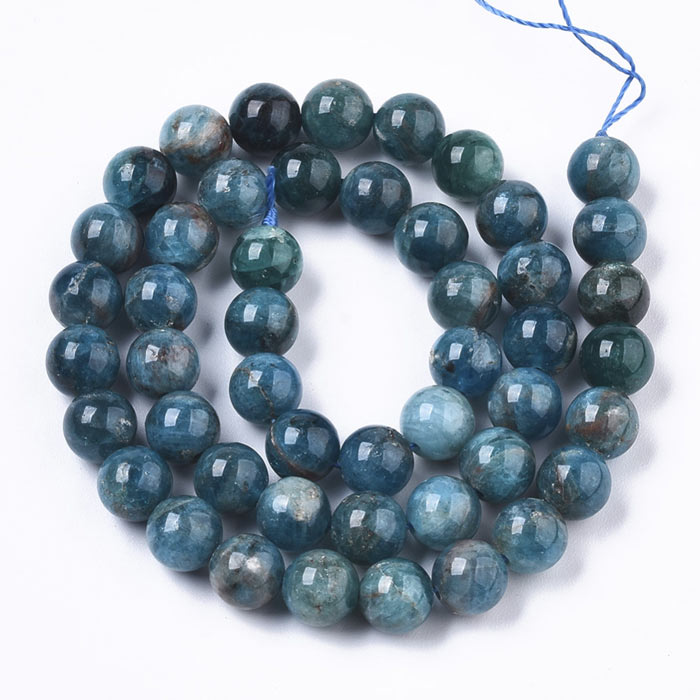 Natural apatite, whole strand, dark turquoise-blue, round, A-grade, ca.5,5mm, 65pcs