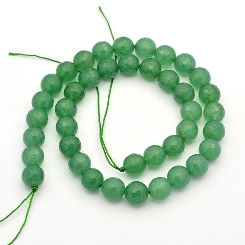 Aventurine, entire strand, faceted, green, 10mm, 38pcs.