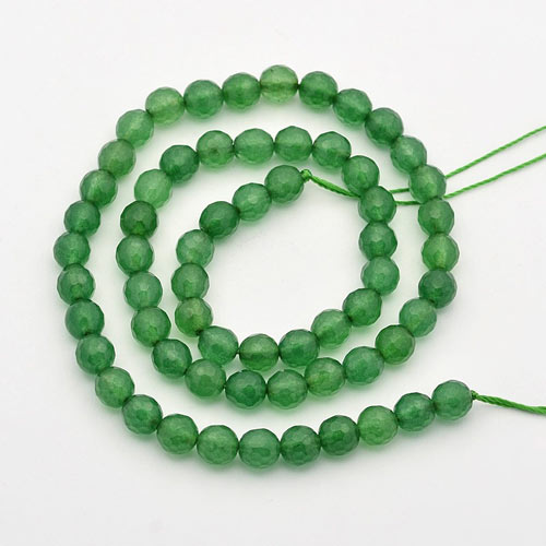 Aventurine, entire strand, faceted, green, 6mm, approx 90pcs.