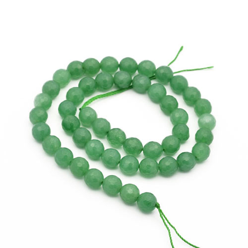 Aventurine, entire strand, faceted, green, 8 mm, 46pcs.