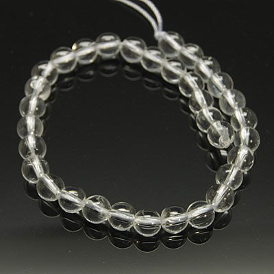 Quartz crystal, round bead, clear, 10mm, 6pcs.