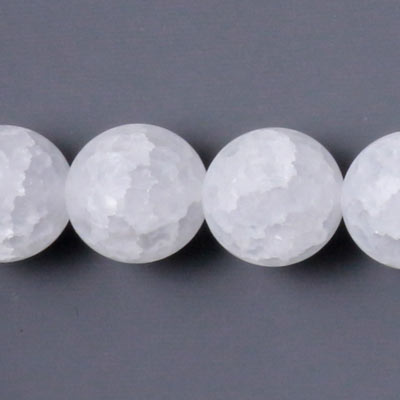 Crackle crystal bead, frosted, round, 8mm, 6pcs