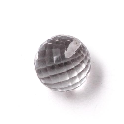 Mountain quartz, Half-drilled crystal bead, closely faceted, 8mm, 1pc.