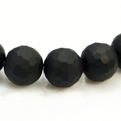 Blackstone, matte, faceted, entire strand of beads, 10mm, 39pcs.