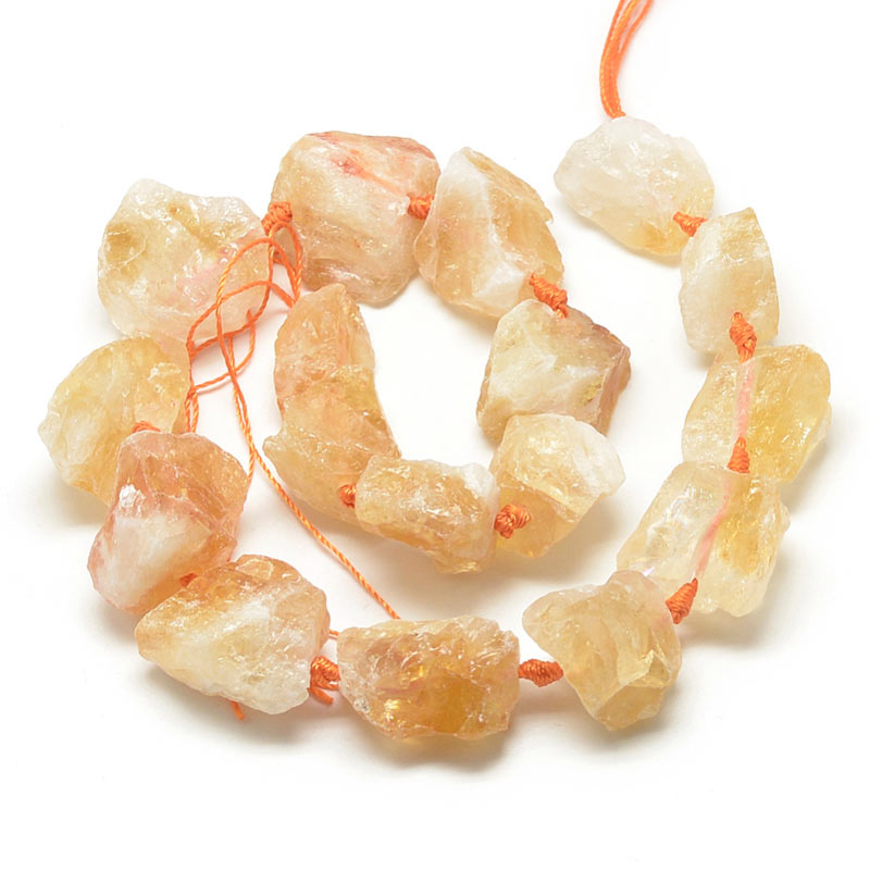 Citrine, raw nugget stone bead, yellow, beads measure appx. 25x25 mm, 4 pcs