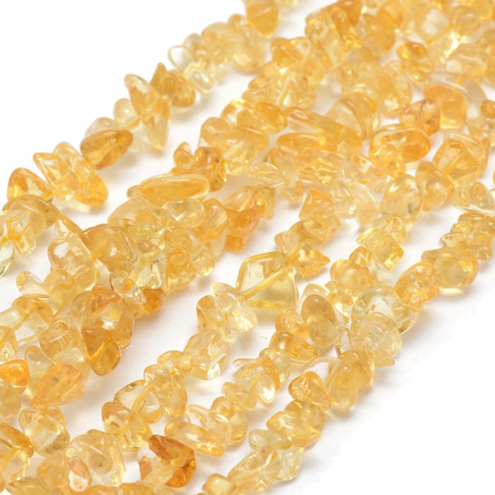 Citrine beads, full strand, uneven chips, clear yellow, approx. 8x5x3mm, ca. 100pcs
