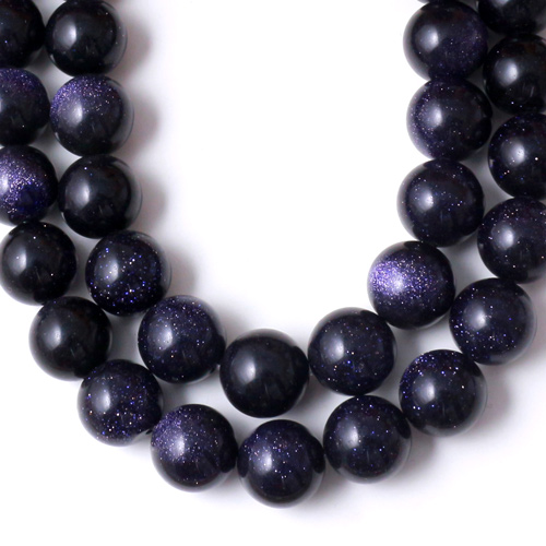 Blue golden sandstone, whole strand, round bead, 12mm, 32pcs.