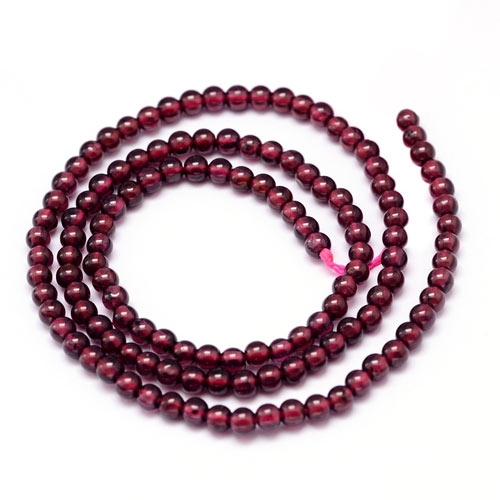 Garnet, round bead, 4 mm. dark red, strand, ca. 95 pcs