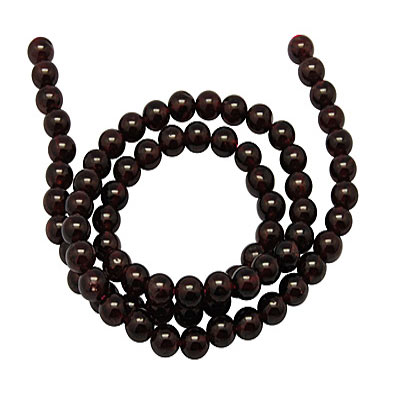 Granat, round bead, dark red, 5 mm. 6 stk.