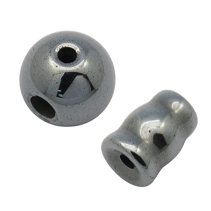 Hematite, guru, 3-hole bead and tube bead for mala chain, 1 set