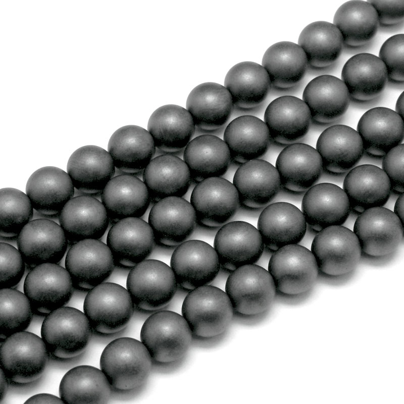 Hematite beads, grey, frosted, round bead, 6 mm, 10 pcs.