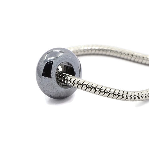 Hematite, bracelet bead, 14x7mm, 1pc.