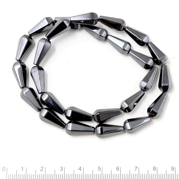 Hematite, full strand, dark metallic, smooth teardrop, 15.5x7mm, 26pcs.